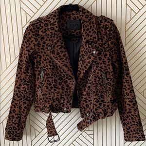 Blank NYC Leopard Corduroy Moto Jacket XS